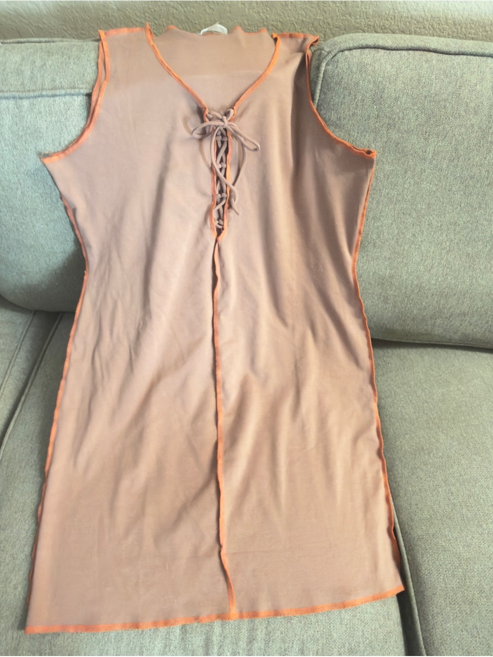 Derek Heart Dusty Pink Chemise with Orange Contrast Trim